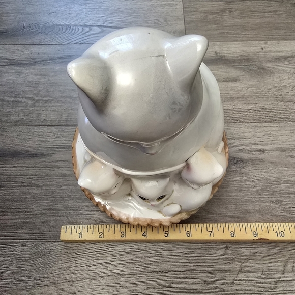 Vintage Mitger Ceramic Cat And Kittens In A Basket Cookie Jar Collectible Decor - Picture 4 of 5